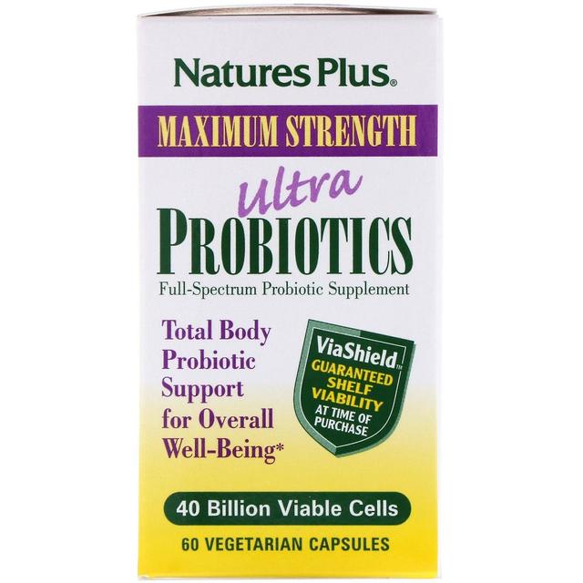 Nature's Plus Luonnon plus, ultraprobiootit, 40 miljardia elinkelpoista solua, 60 kasvissyöjäkapselia on Productcaster.