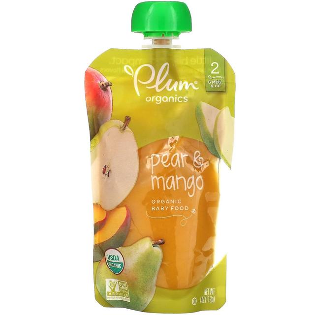 Plum Organics, Organic Baby Food, 6 Mos & Up, Pear & Mango, 4 oz (113 g) on Productcaster.