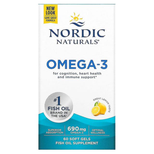 Nordic Naturals, Omega-3, Zitrone, 345 mg, 60 Softgels on Productcaster.