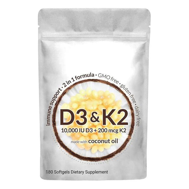 Micro Ingredients Vitamin D3 With K2 Supplement, 180 Soft-gels, K2 2 In 1 Support Immune, Heart, Joi on Productcaster.