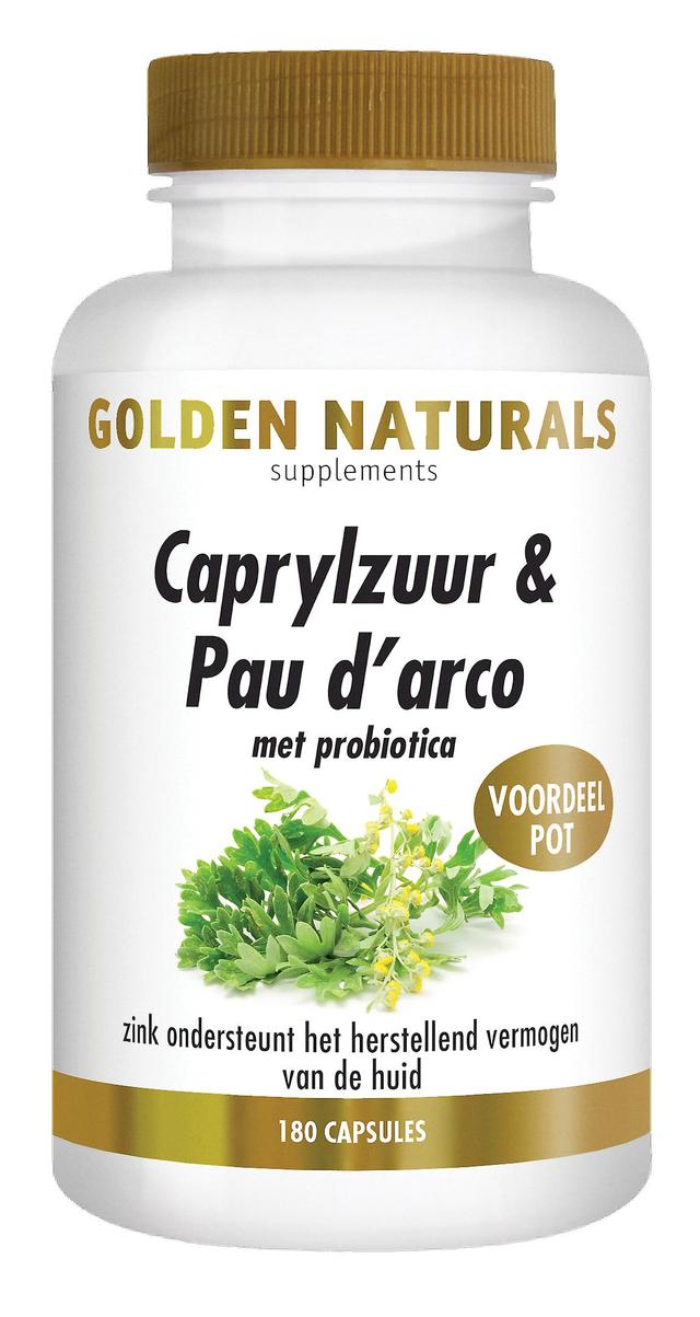 Golden Naturals Acido caprilico dorato & Pau d'arco con probiotici (180 capsule vegetariane) on Productcaster.