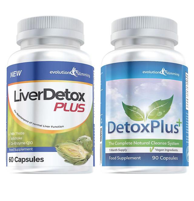 Evolution Slimming Lever Detox Plus Capsules en DetoxPlus Combo - 1 maand Supply - lever en dubbelpunt reinigt - evolutie vermagering on Productcaster.