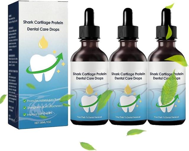 Shark Cartilage Protein Dental Regrowth Drops, Shark Cartilage Protein Tooth Growth Drops For Cleaning Tartar Stains&gum Treatment 3Pcs-90ml on Productcaster.