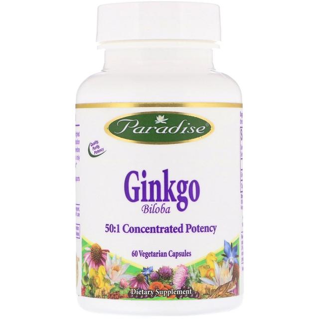 Paradise Herbs, Ginkgo Biloba, 60 Capsule Vegetariane on Productcaster.