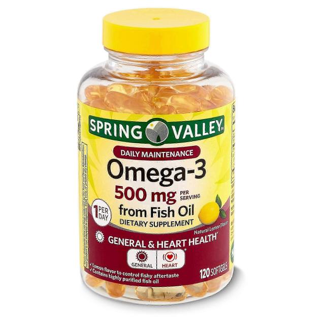 Spring Valley Omega-3 Fischöl Nahrungsergänzungsmittel, natürliche Zitrone, 500 mg, 120 ea on Productcaster.