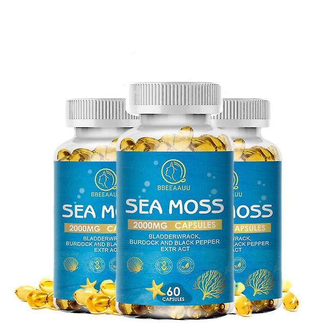 Guoguo Organic Sea Moss Capsule Rich In Vitamin Mineral Boost Immune System Detox Promotes Metabolism Promote Hormonal Balance 3bottle x60pcs on Productcaster.