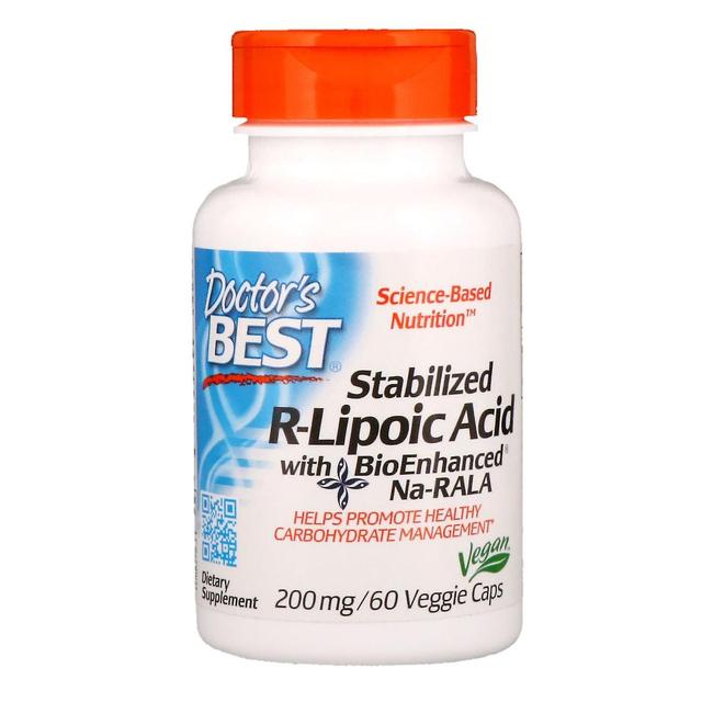 Doctor's Best Doctor's Beste, stabilisierte R-Liponsäure mit BioEnhanced Na-RALA, 200 mg, 60 Veg on Productcaster.