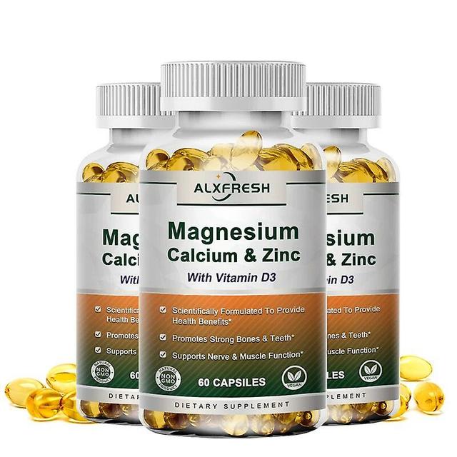 Visgaler 120pcs Calcium Magnesium Zinc Vitamin D3 For Promotes Bone&muscle&nervous System Health Cell Growth Increase Immunity Diet 3X Bottles 60PCS on Productcaster.