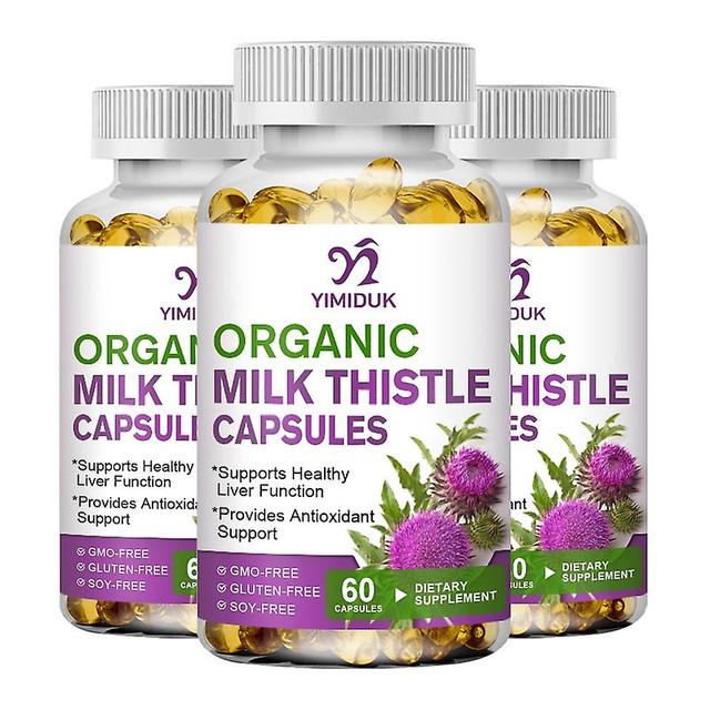 Eccpp Milk Thistle Extract Capsules Support Liver Health Lower Blood Lipids Cardiovascular Protection Antioxidant Detox Vegan Capsules 3 Bottles 60PCS on Productcaster.