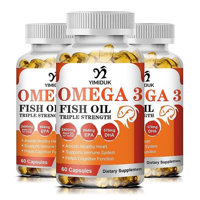 Eccpp Omega-3 Fish Oil Capsules Rich In Dha And Epa For Brain Joints Eyes Heart Health Supplement 3 Bottles 60pcs on Productcaster.