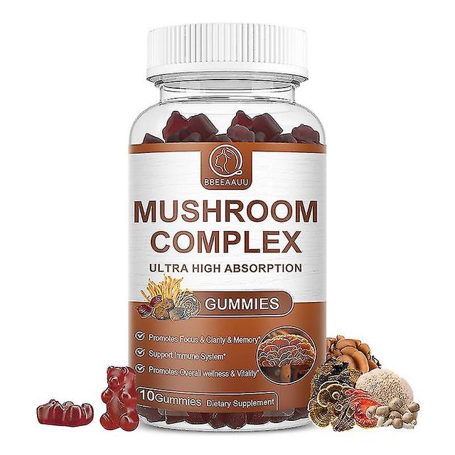 Ultra High Absorption Mushroom Gummies Lions Mane Black Fungus And Reishi Complex Brain Tonifying And Memory Booster 10pcs on Productcaster.