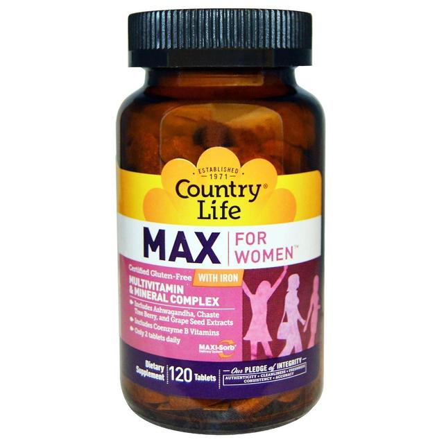 Country Life, Max for Women, Multivitamin & Mineral Complex with Iron, 120 Table on Productcaster.