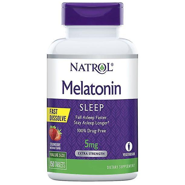 Natrol Extra Strength Melatonin Sleep Strawberry Flavor Tablets Value Size, 5 Mg, 150 Count on Productcaster.