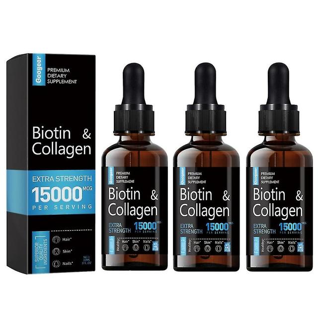 (beste)3x Biotine Collageen Druppels 60ml Haar Huid Nagels Extra Sterkte 15000mcg Per Portie on Productcaster.