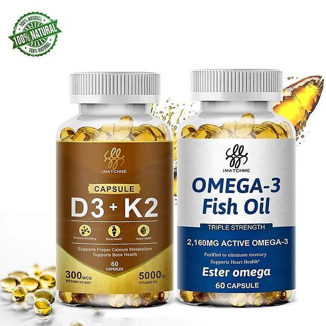 Visgaler High-potency Omega-3 Fish Oil With Epa & Dha Plus Vegan D3 (5000iu)+vitamin K2 As Mk7 For Brain & Heart - Non-gmo 2 bottles on Productcaster.