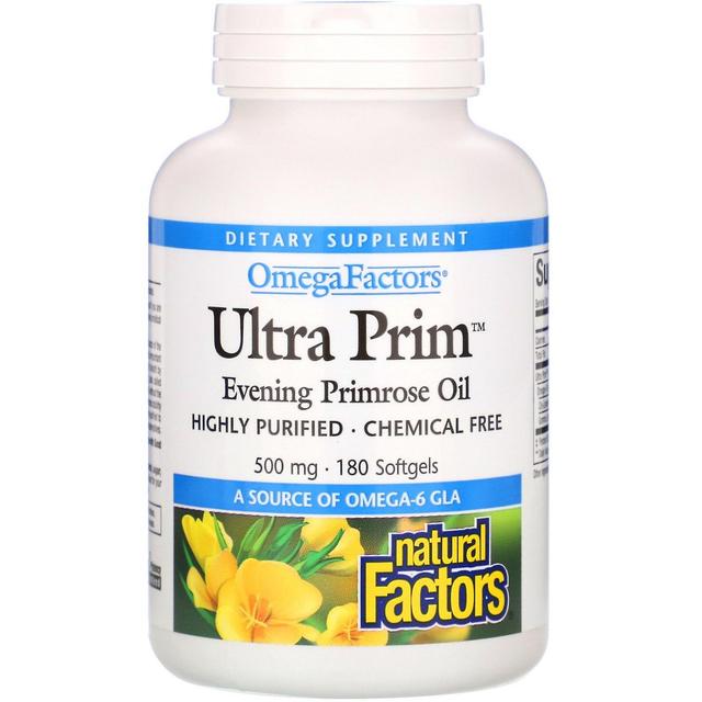 Natural Factors, OmegaFactors, Ultra Prim, Evening Primrose Oil, 500 mg, 180 Sof on Productcaster.