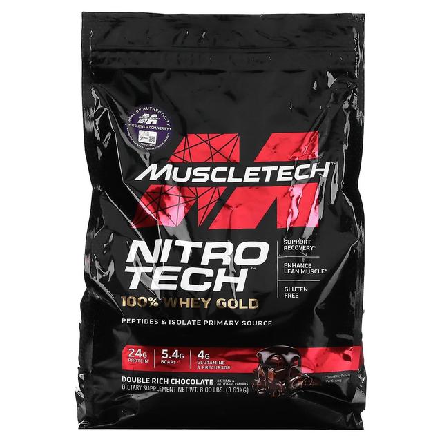 MuscleTech, Nitro Tech, 100% Whey Gold, Double Rich Chocolate, 8 libbre (3,63 kg) on Productcaster.