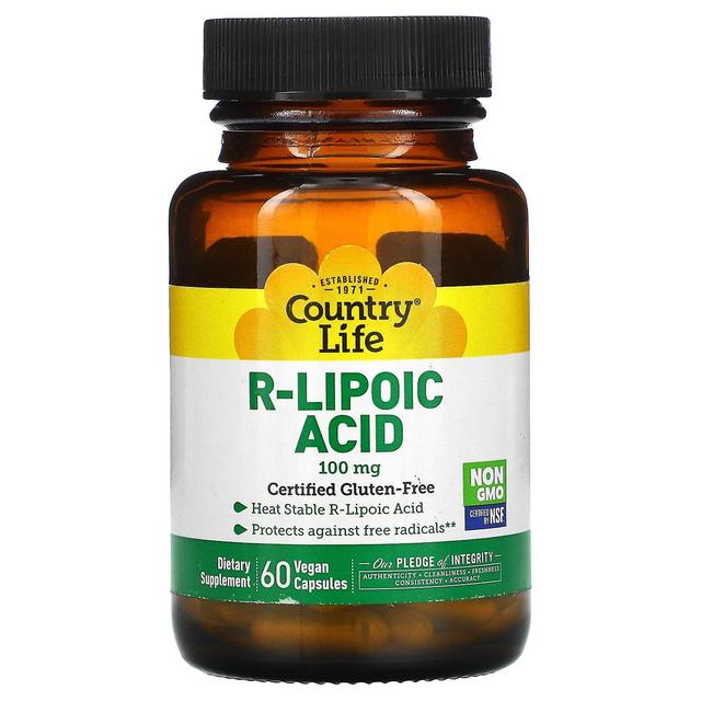 Country Life, R-Lipoic Acid, 100 mg, 60 Veganske kapsler on Productcaster.