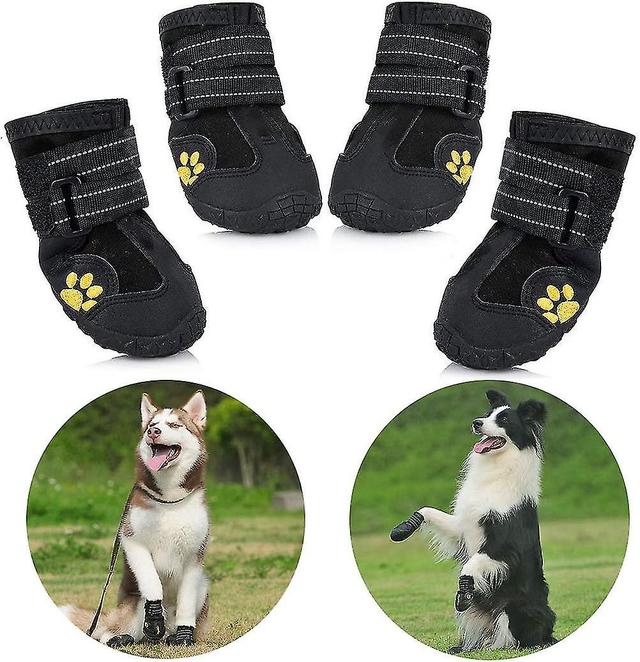 Bottes Pour Chien De Protection, Lot De 4 Tanche Chaussures De Chien Pour Chiens De Taille Moyenne Et Grande - Noir on Productcaster.