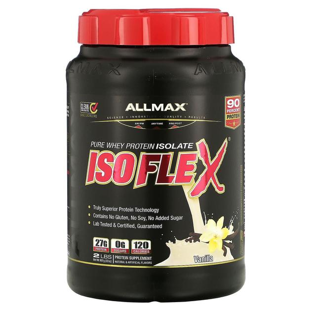 ALLMAX, Isoflex, Pure Whey Protein Isolate (WPI Ion-Charged Particle Filtration), Vanilla, 2 lbs (90 on Productcaster.