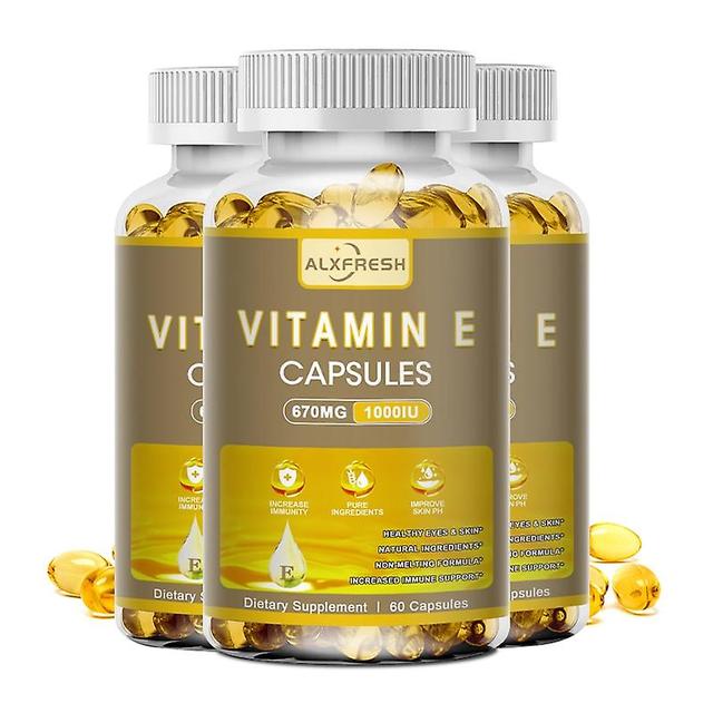 Eccpp Alxfresh Vitamin E Capsules - Improves Blood Circulation Antioxidant Boosts Immunity Supports Skin Hair Eye And Heart Health 3 Bottle 60 pills on Productcaster.