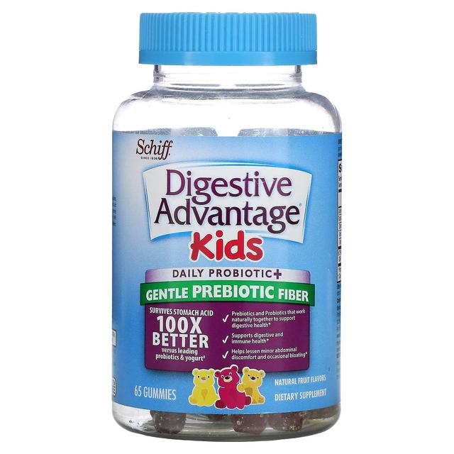 Schiff, Digestive Advantage Barn, Daglig probiotiska + Mild prebiotisk fiber, Naturlig frukt, 65 Gummie on Productcaster.