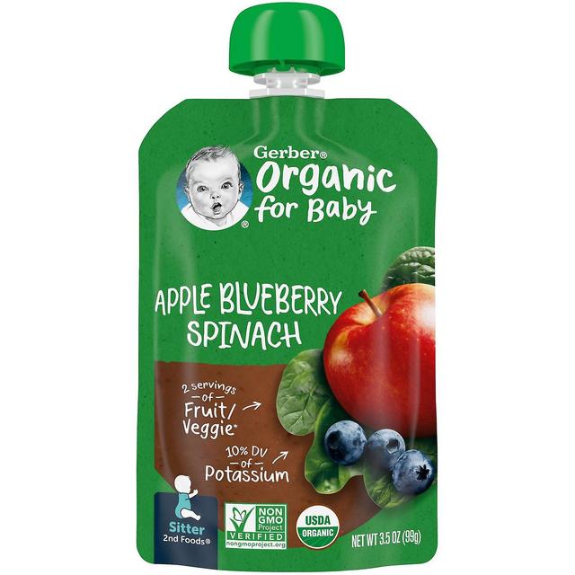 Gerber, Organic for Baby, 2nd Foods, Jabłko, Jagoda, Szpinak, 3.5 oz (99 g) on Productcaster.