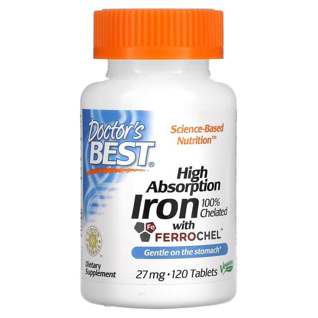 Doctor's Best, High Absorption Iron with Ferrochel, 27 mg, 120 Tablets on Productcaster.