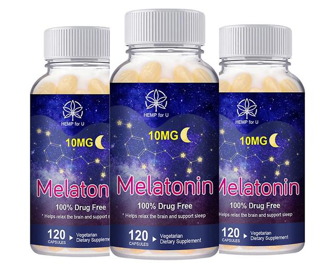 Huamade 10mg Melatonin Capsule Better Sleep Help Sleep Pineal Hormone Sleep Supplement Adjust The Rules Of Work &rest For Adults 120pcs x3 on Productcaster.