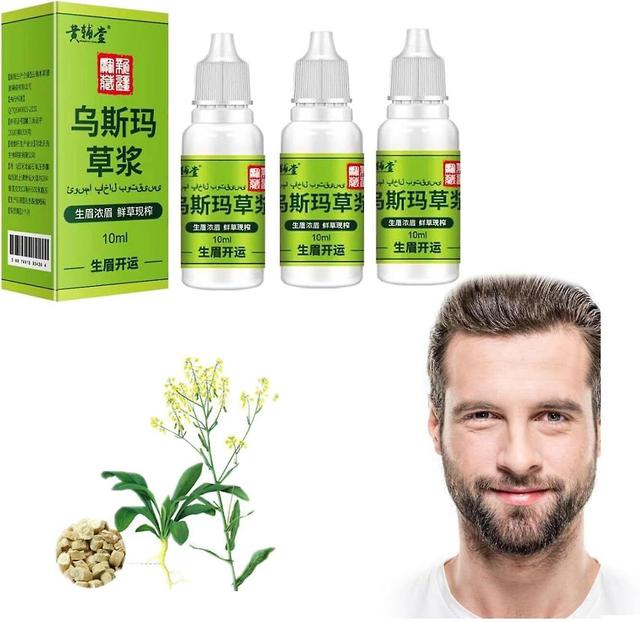 1-3x Xinjiang Usma Grass Juice Hair Care Growth Nourishing Liquid Extract Essence For Eyebrows Eyelashes Hairline 3PCS on Productcaster.