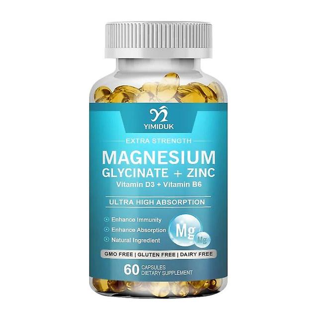 Eccpp Magnesium Glycinate Capsules 500mg With Zinc, Vitamin D, B6, Mood Calming, Sleep Promoting Energy & Bone Support 1 Bottles 60 PCS on Productcaster.