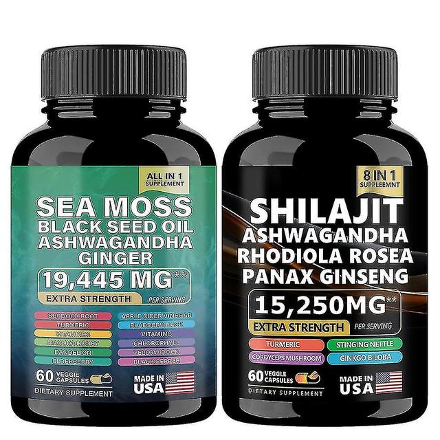 Sea Moss kapsler 3000mg, 60stk Sea Moss kapsler Black Seed Oil kapsler med Ashwagandha Burdock R 1 Set - 2 Bottle on Productcaster.