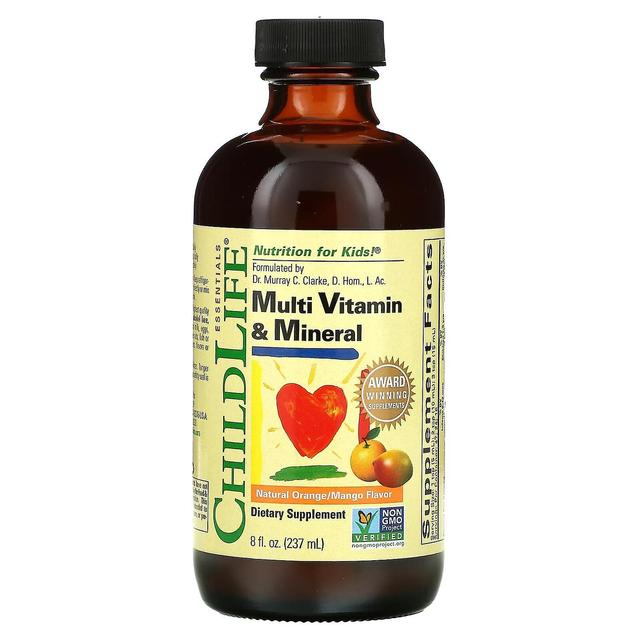 ChildLife, Essentials, Multi Vitamin & Mineral, Natural Orange/Mango, 8 fl oz (237 ml) on Productcaster.