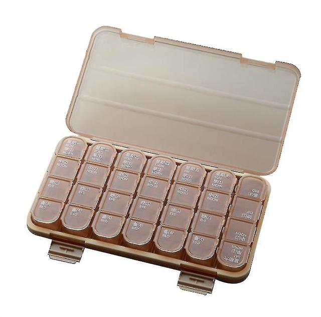 Yyh Pill Izer Semana Pill Box Portátil Pac marrom 28 compartments on Productcaster.