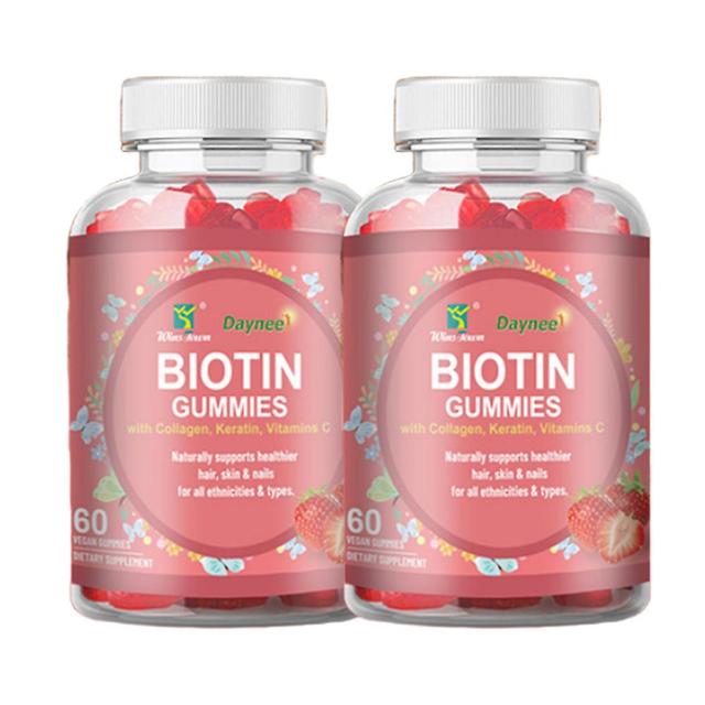 60 Biotin Gummies | Beauty Gummy Corner - Collagen Supplements Vitamins And Collagen Stimulates Metabolism 2PCS on Productcaster.