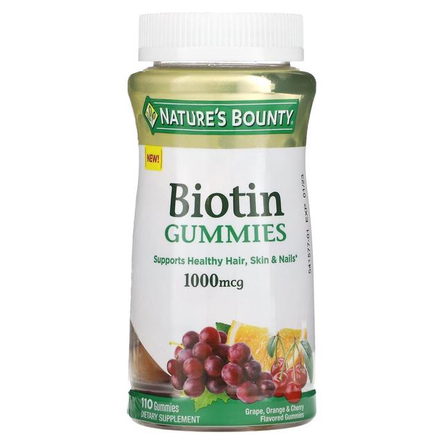 Natures Bounty Nature's Bounty, Biotin Gummies, Grape, Orange & Cherry, 1,000 mcg, 110 Gummies on Productcaster.