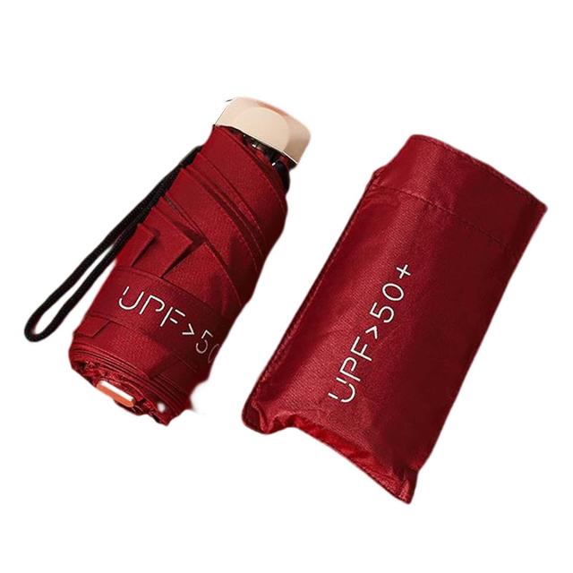 Five Fold Pocket Umbrellas Portable Sun Protection Umbrellas For Outdoor Red Wine on Productcaster.