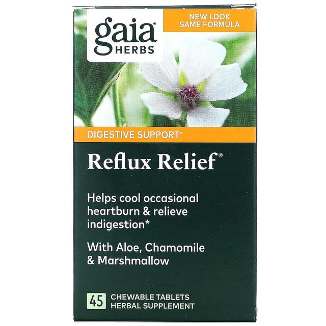 Gaia Herbs Zioła Gaia, Reflux Relief, 45 tabletek do żucia on Productcaster.