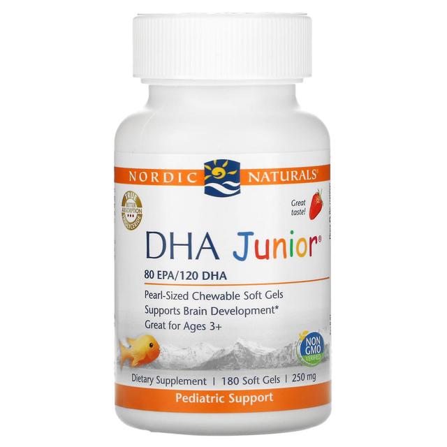 Nordic Naturals, DHA Junior, Great for Ages 3+, Strawberry, 62.5 mg, 180 Soft Gels on Productcaster.