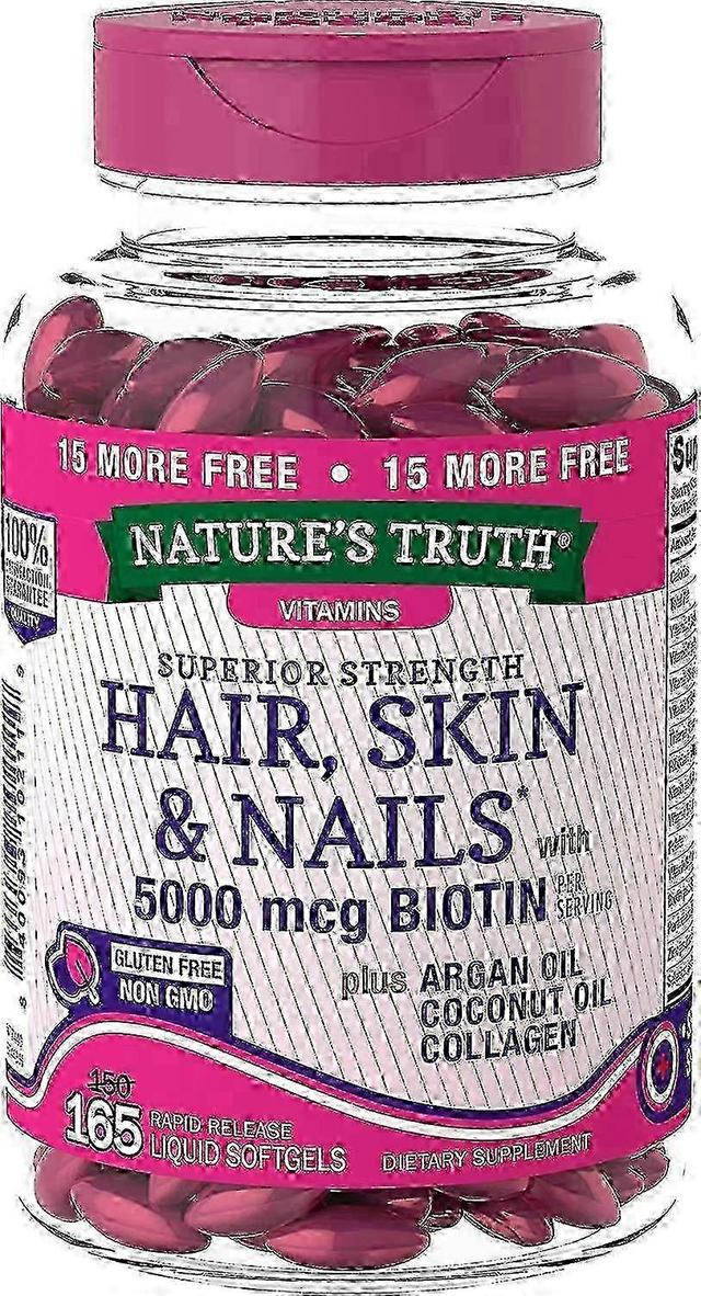 Nature's Truth Luonto's totuus superior vahvuus hiukset, iho ja kynnet, 5000 mcg, softgels, 165 ea on Productcaster.