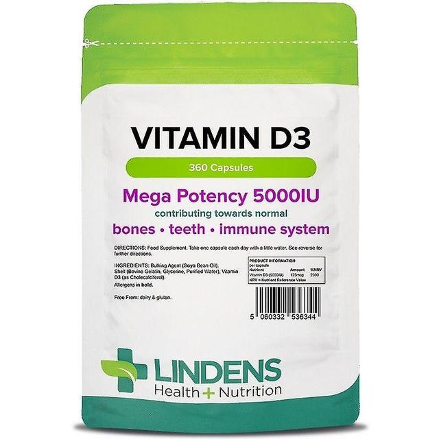 Lindens Vitamin D3 5000iu Capsules 360 (6344) on Productcaster.