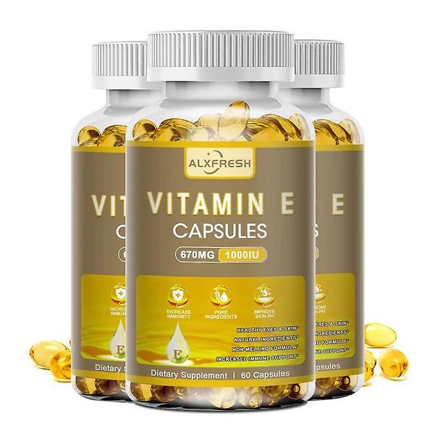 Visgaler Alxfresh Vitamin E Capsules - Improves Blood Circulation Antioxidant Boosts Immunity Supports Skin Hair Eye And Heart Health 3 Bottle 60 p... on Productcaster.