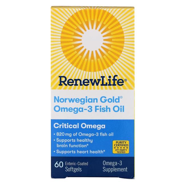 Renew Life, Critical Omega, Norwegian Gold Omega-3 -kalaöljy, 60 Enteropäällysteinen S on Productcaster.