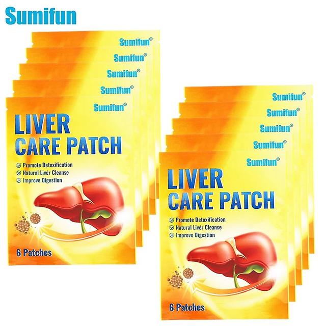 Qian 60Pcs Sumifun Liver Care Patches Natural Liver Cleanse Body Detox Sticker Promote Digestion Massage Herbal Medical Plaster 60Pcs in 10bags on Productcaster.