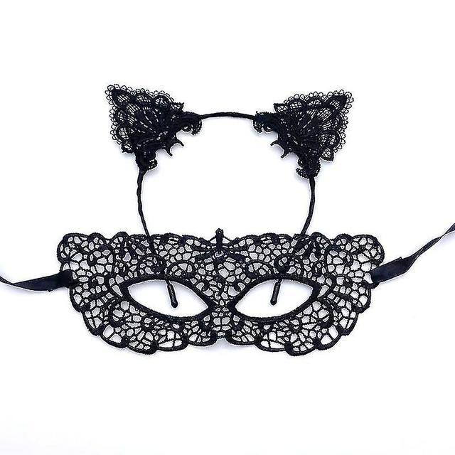 Demi-masque en dentelle pour femmes, Halloween, 3 # (noir), avec oreilles de chat, bandeau, charmante dcoration de Costume en dentelle pour fte de on Productcaster.