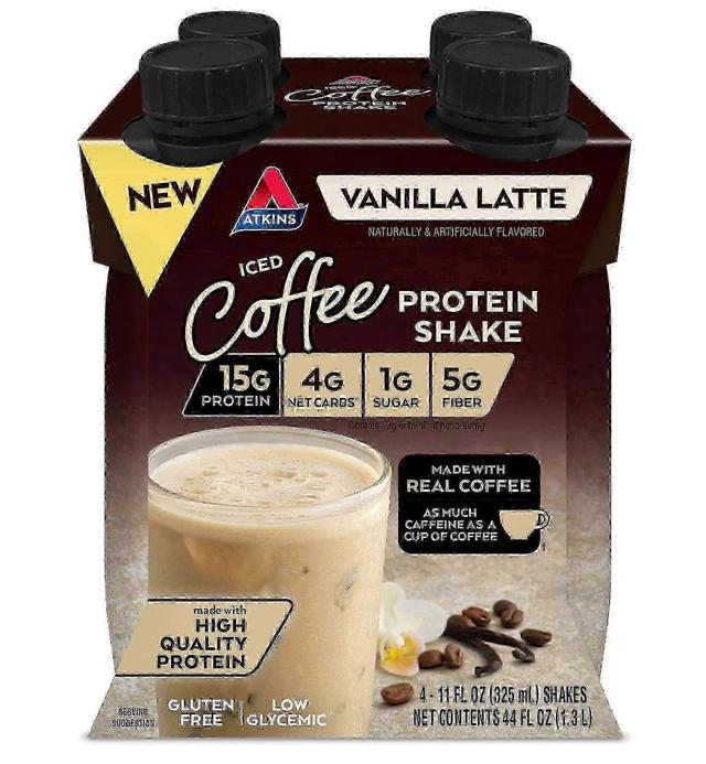 Atkins iskaffeproteinshake, vanilje latte, keto-venlig, 4 ea on Productcaster.