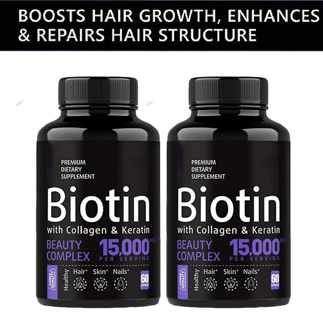 Biotin med kollagen og keratin 15000 mcg - 60 kapsler 2PCS on Productcaster.