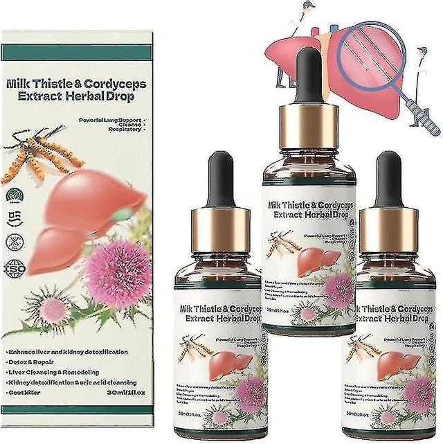 1-3 stuks Mariadistel & Cordyceps Sinensis Drops Supplementen, krachtige leverondersteuning, detox 3st on Productcaster.