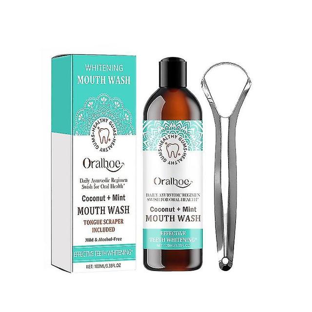 Gurunanda Oil Pulling With Coconut Peppermint Oil With Tongue Scraper Inside The on Productcaster.