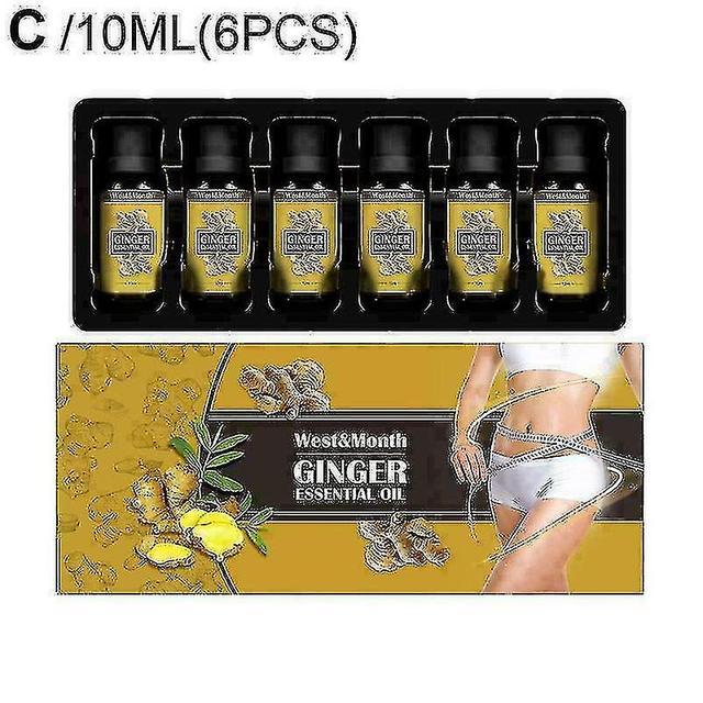 H Detoxification Ginger Oil Belly Drainage Ginger Hatic Drainage Massage 10mlX6Pcs on Productcaster.